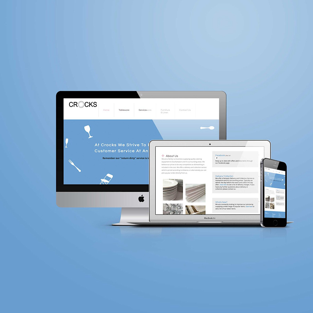 website mockup for crocks hire